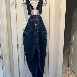 Vintage Pointer Brand Overalls. Denim Overalls with Red Accent
